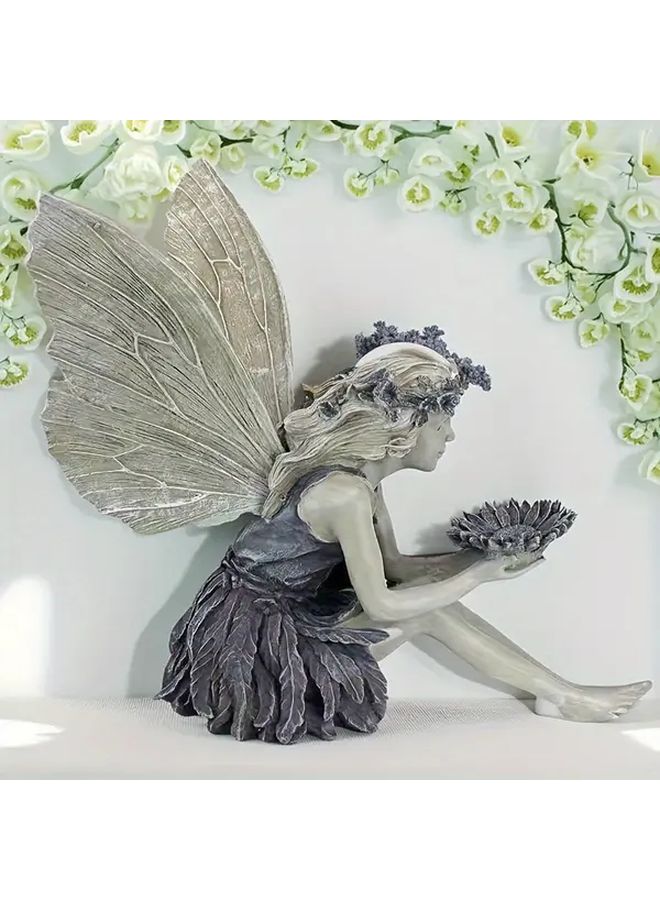 Elf Girl Feeding Birds Resin Fairy Statue Handcrafted Garden Home Decor Indoor Outdoor - Image 4